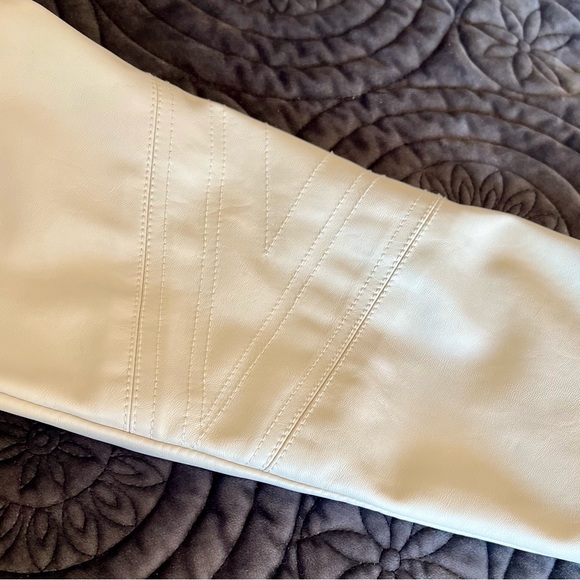 BLANKNYC Zipper Detail Asymmetrical Moto Jacket Faux Leather “Vanilla Latte” - Picture 13 of 16